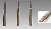 Stopped Pipe, wood (spruce or cedar), cord, resin, cloth, Native American (Haida)